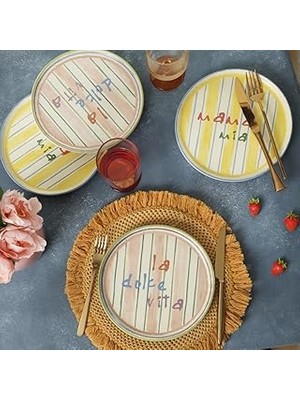 Starseven Keramika Green Assos Pasta Tabağı 22 cm 6 Adet 22644