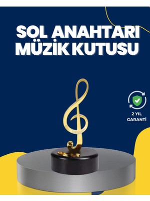 İntora Altın Sol Anahtarı Müzik Kutusu Döner Mekanizmalı