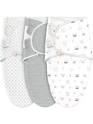 Starseven MINUCHE%100 Pamuk 3'lü Bebek Kundak Uyku Tulumu - Ergonomik Yenidoğan Bebek Kundak, 0-3