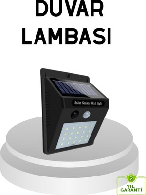 İntora 20 LED Güneş Paneli Aydınlatma – Fotoselli Hareket Algılamalı Dış Mekan Duvar Lambası