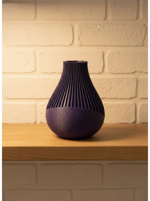 Selfbuysell Mor Çizgili Dekoratif Vazo 11 cm Modern Tasarım Aksesuar