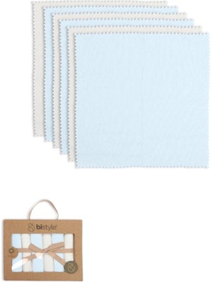 Bistyle Colours Kutulu 6lı Penye Mendil 20X20 90161 Ekru Mavi