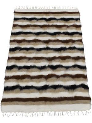 Zehra Abla Halı Yeni El Dokuma Naturel Ender Tiftik Yün Siirt Battaniyesi Kilim 7068