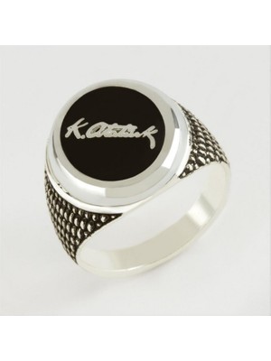 Zero Land Lvsqvr Mustafa Kemal Atatürk Imzalı Metal Erkek Yüzük-Gümüş Rengi