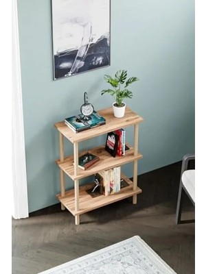 Esranın Dünyası Dekoratif Ahşap Ayaklı 3 Raflı Kitaplık