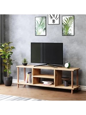 Esranın Dünyası Ahşap Ayaklı Tv Ünitesi - Raflı Tasarım