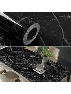 Esranın Dünyası Siyah Mermer Desenli Su Geçirmez Mutfak Folyo Sticker