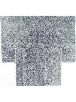 Esranın Dünyası %100 Doğal Pamuklu Banyo Halısı Seti - Gri