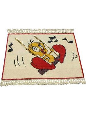 Zehra Abla Halı Yeni El Dokuma Benzersiz Tweety Model Yün Kilim 7067