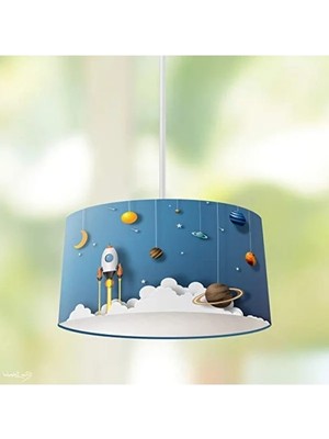 Esranın Dünyası Bulutlar ve Uzay Mekiği Temalı Çocuk Sarkıt Avize - Yüksek Kalite