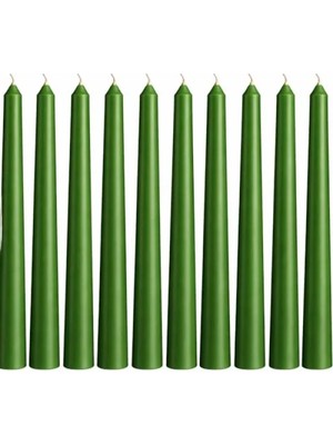 Esranın Dünyası Yeşil Ince Şamdan Mum Seti - 10'lu Paket