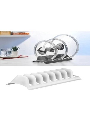Sb Shopping Beyaz - 2 Adet 8 Bölmeli Tencere Kapak Rafı - Simple Tabaklık - Kapak Organizeri