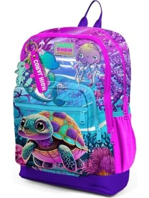 Esranın Dünyası Kaplumbağa Desenli Dört Bölmeli Sırt Çantası - Kız Çocuk