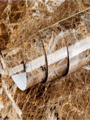 Esranın Dünyası Kahverengi Mermer Desenli Kendinden Yapışkanlı Dekor Folyosu, 5 Metre