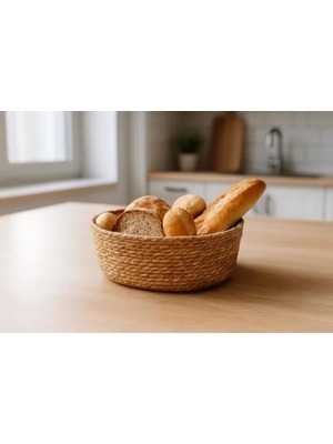 Esranın Dünyası El Yapımı Doğal Hasır Ekmek Sepeti - 22X16X8 cm