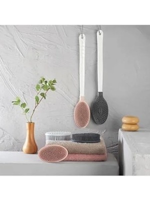Esranın Dünyası Yumuşak Uzun Saplı Çift Taraflı Banyo Duş Vücut Fırçası - Pembe