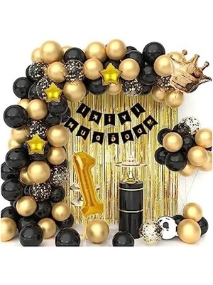 Esranın Dünyası Yıldızlı Kral Taçlı 1 Yaş Doğum Günü Balon Seti