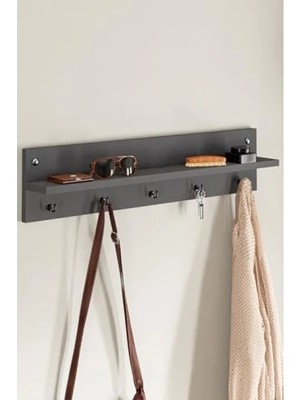 Esranın Dünyası Modern Antrasit Gri Duvar Askısı ve Portmanto Askılık