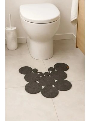 Esranın Dünyası Antrasit Renk Klozet Önü Paspas - %100 Jüt Lif