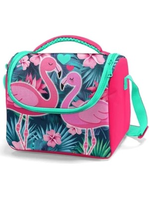 Esranın Dünyası Kız Çocuklar Için Renkli Flamingo Desenli Beslenme Çantası