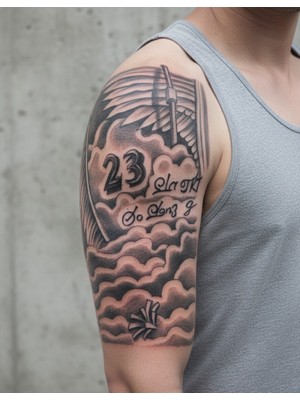 Sb Shopping Bulutlar Melek Kanatları Geçici Dövme Şablonu Büyük Boy