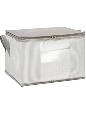 Esranın Dünyası Orta Boy Pvc Pencereli Gri Çizgili Hurç, 45 x 40 x 30 cm