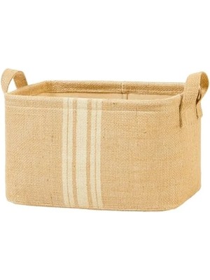 Esranın Dünyası Çizgili Jüt Sepet - 30 x 21 x 18 cm Boyutlarıyla