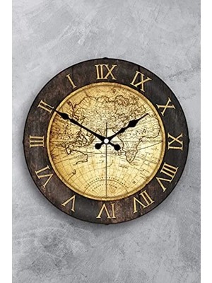 Esranın Dünyası Dekoratif Cam Bombe Duvar Saati, 36 Cm, Kahverengi, Sessiz Mekanizma