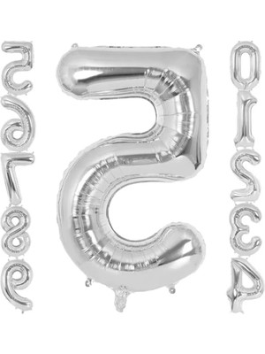 Esranın Dünyası Gümüş Renk 5 Rakamı Doğum Günü Balonu - 102 cm