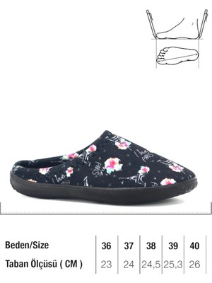 Gezer Zenne Gondol Kışlık Ev Terliği Siyah