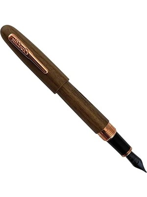 Esranın Dünyası Ceviz Ağacından Üretilen Dolma Kalem, Pembe Altın Detay