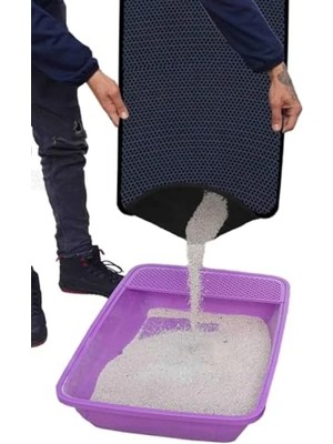 Esranın Dünyası Kedi Tuvaleti Önü Kokusuz Elekli Kedi Kumu Paspası - 2'li Set