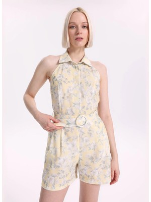 Fabrika Desenli Çok Renkli Kadın Tulum F6SL-TLM0043