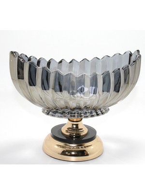 SHC4200 Lüks Füme Kristal Cam Gondol Gold Ayaklı Sunumluk