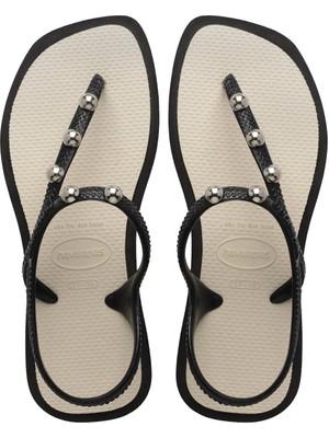Havaianas Siyah - Bej Kadın Plaj Terliği Flash Fusıon