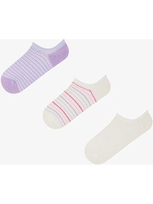 Penti 3 Çift Burun Dikişsiz Pamuklu Renkli Çizgi Desenli Sneaker Çorap