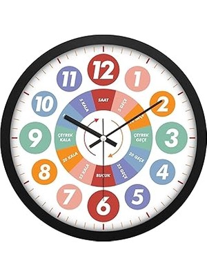 Starseven Emores Öğretici Çocuklar Için Eğitici Duvar Saati 30 cm Akar Saniye Seesiz Mekanizma