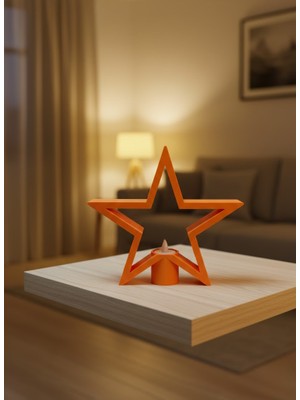 İntora Turuncu Yıldız Mumluk Loş Işık Salon Dekoru