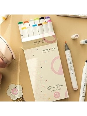 Starseven 12’li Çift Uçlu Alkol Bazlı Marker Kalem Seti – Fine + Chisel