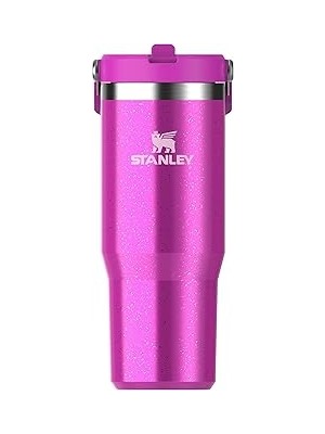 Starseven Iceflow Flip Straw Tumbler Pipetli Termos Bardak, Simli Pembe (Punch Shimmer), 0.89 Litre