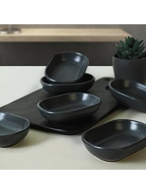 Starseven Keramika Mat Koyu Gri Noyan Çerezlik 11 cm 6 Adet 627