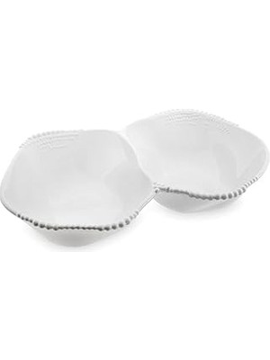 Starseven Maris Melamin 2 Bölmeli Beyaz Servis Kase 32.6X24.6X7.1 cm