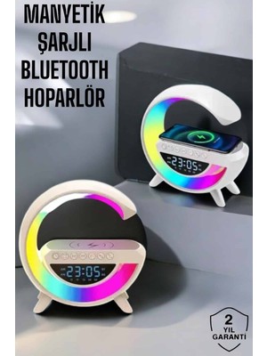 İntora Bluetooth Hoparlör 15W Kablosuz Hızlı Şarj LED Gece Lambası