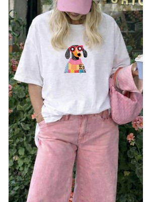 Monila Kadın Premium Kumaş Baskılı Oversize T-Shirt