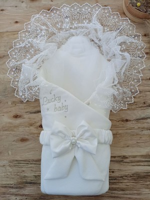 Epilons Yenidoğan Sahra Lucky Baby Nakışlı Kundak Bebek Battaniyesi