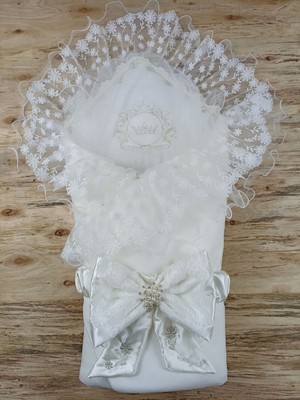 Epilons Yenidoğan Ipek Venüs Taç Nakışlı Delüks Kundak Bebek Battaniyesi