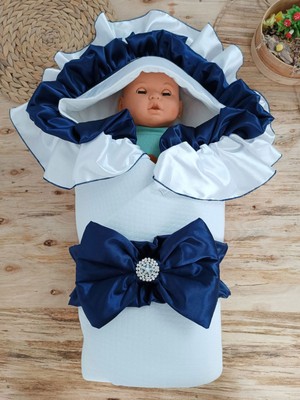 Epilons Yenidoğan Mehtap Lüks Kelebek Taç Nakışlı Bebek Battaniyesi Kundak