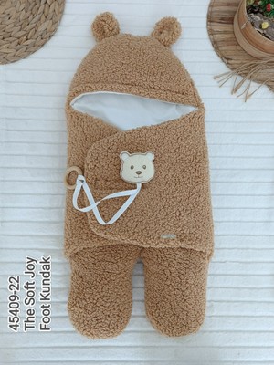 Epilons Yenidoğan Kulaklı Şapkalı Açılır Kucaklı Cırt Kapamalı Ayaklı Bebek Battaniyesi Kundak