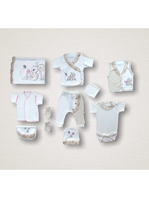 Epilons Minik Sincap Nakışlı %100 Cotton Antibakteriyel 10LU Zıbın Takımı Hastane Çıkışı