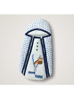 Epilons Yenidoğan Zürafa Nakışlı Çift Fermuarlı Erkek Kundak Bebek Battaniyesi